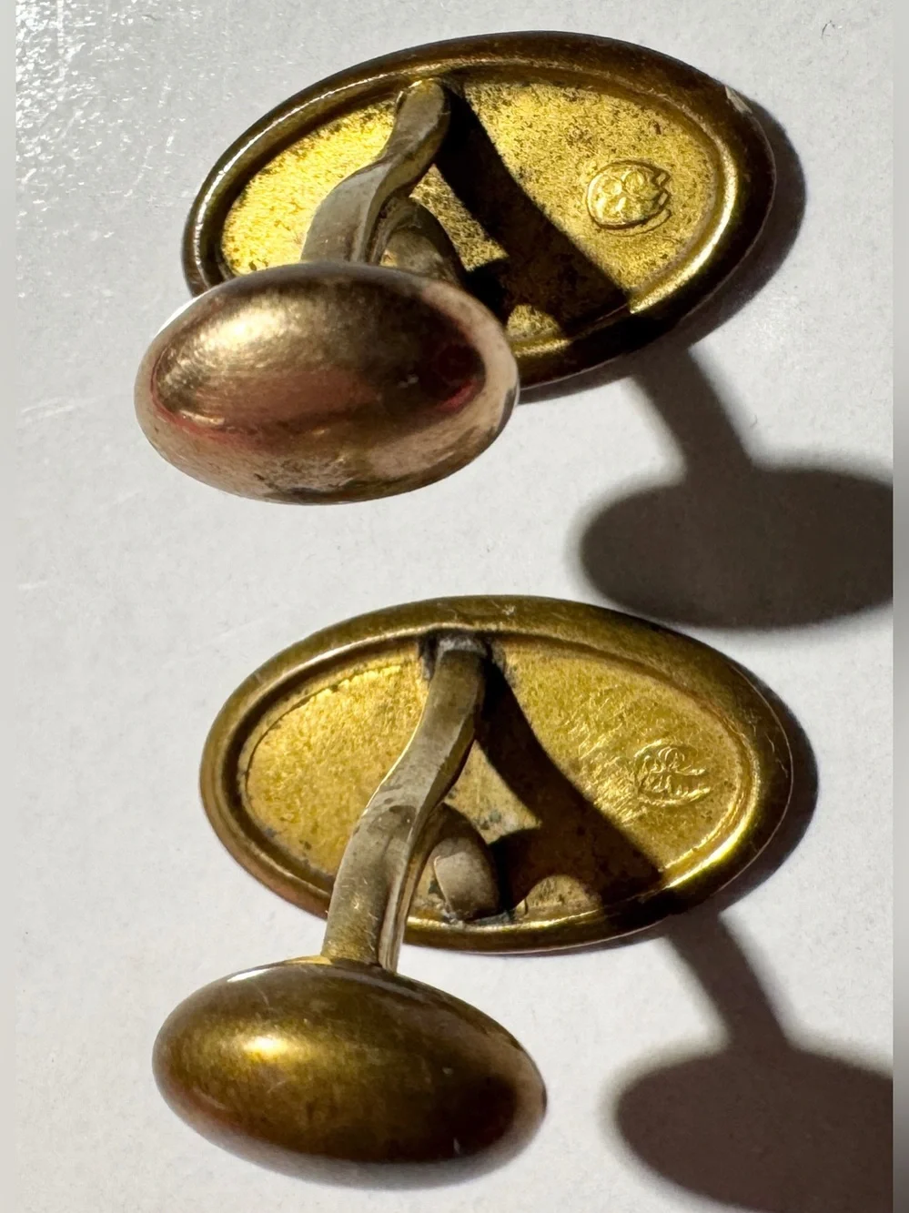 Antique Victorian Pair Gold Filled Bean Back Cufflinks c. 1895-1910 Oval Scroll